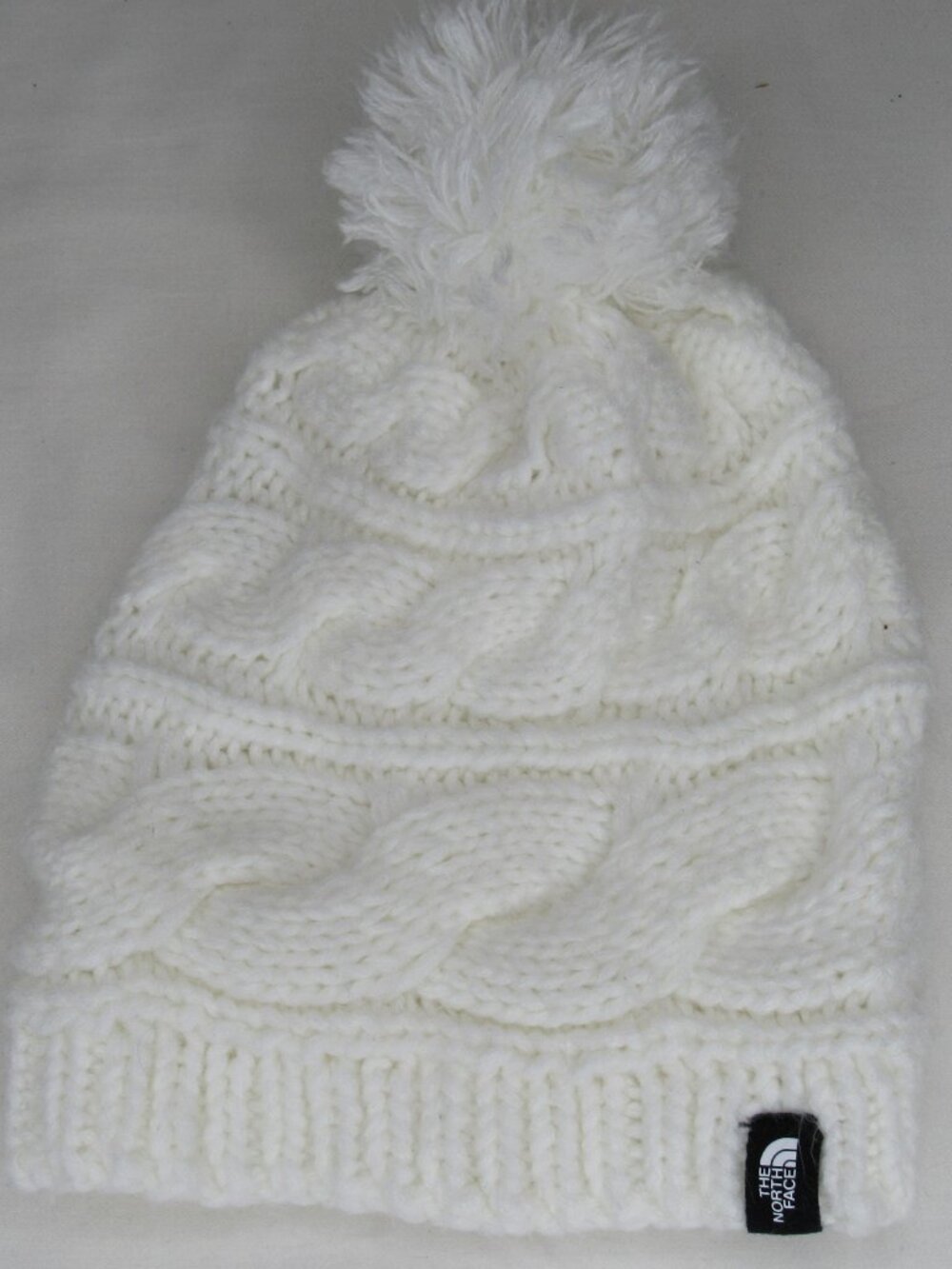 The North Face White Triple Cable Knit Beanie Women's OS